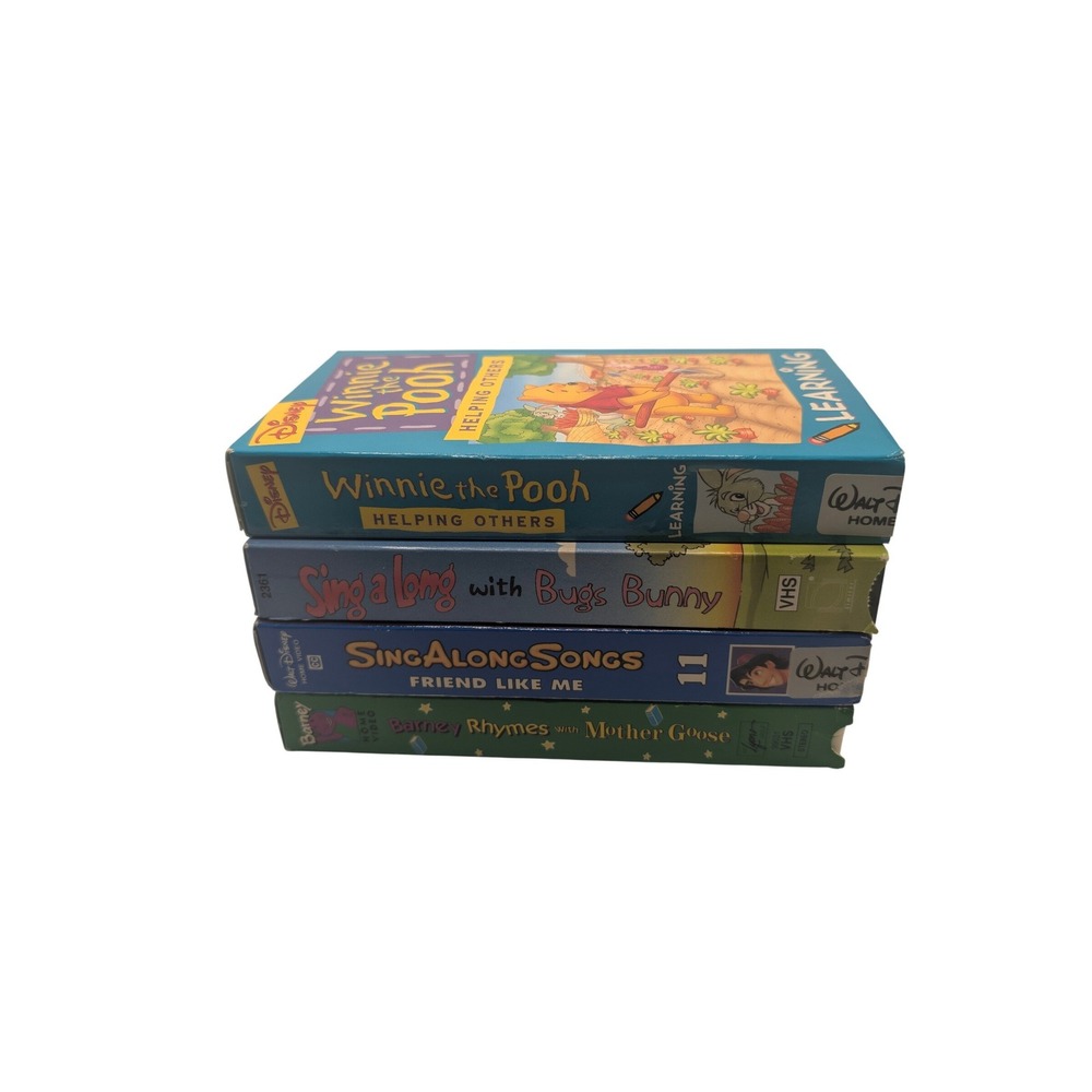 Disney Barney Bugs Bunny VHS Tape Lot 4pc Winnie Pooh Sing-Along Songs Kids